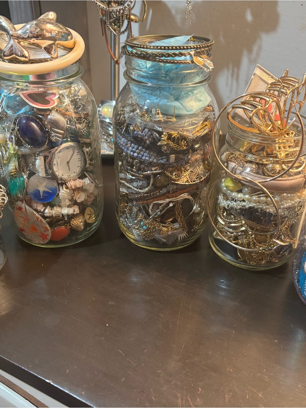 Mystery jewelry jar bundle!!! 5 jars…hundreds of pieces! All wearable!